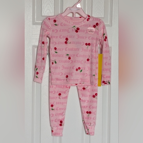 NWT Juicy Couture Girls (2T) Sweetheart Cherry 2-Piece Pyjama/Sleep Set - Picture 1 of 16